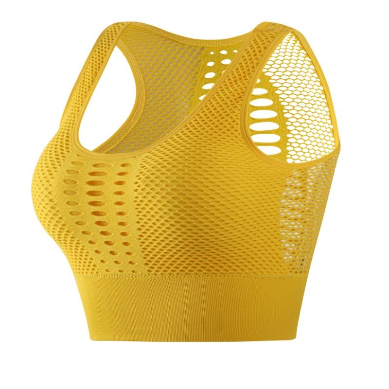 Damska średnia siateczka podtrzymująca Cross Back Bez fiszbin Wyjmowane miseczki Biustonosz sportowy Topy Freedom Bezszwowe staniki sportowe do biegania i jogi