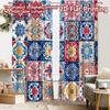 2pcs, 2D FLAT PRINTING Curtains (Without Rod) Colorful Tiles(1) Holiday Halloween Christmas Printed Curtains Durable Polyester