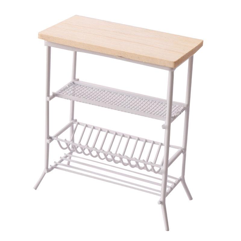 

1:12 Кукольный домик Моделирование Мини Кухня Железный Дисплей Полка Для Детей Diy Play белый