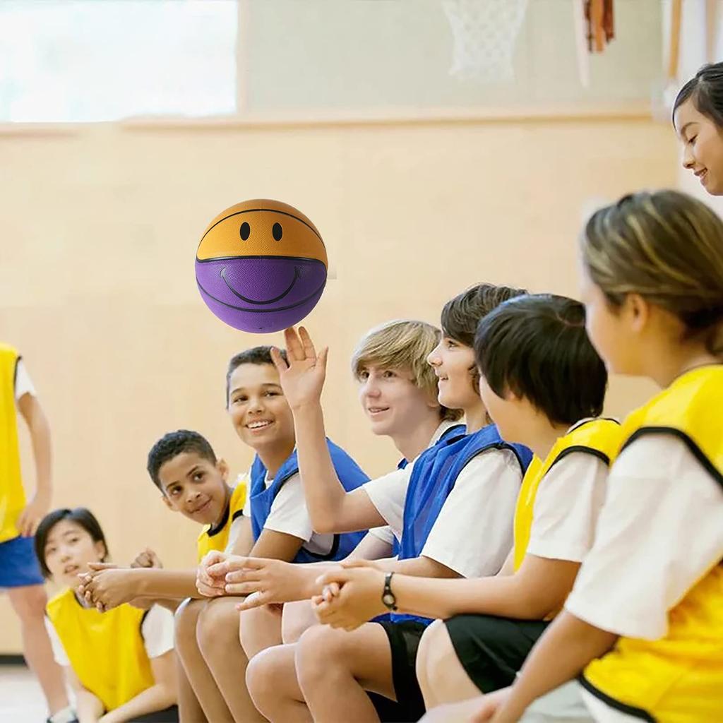 Smile PU Soft Leather Excellent Dribbling and Shooting Birthday Suitable for Indoor and Outdoor Purple 5/6/7 Basketball, Basketball, Experience, Gift,