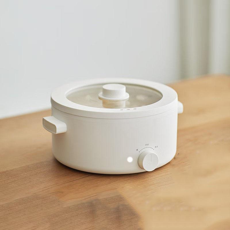 Multi Cooker 2L Electric Food Steamer Cooking Pot Non-Stick Ceramic Liner Frying Pan Cooking Egg Hotpot Instant Noodles (white,2L)