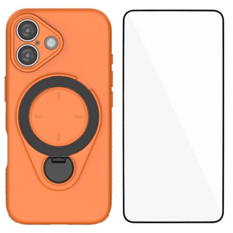 For iPhone 17 Case with Tempered Glass WANLONFENG JH Series PC TPU Kickstand Phone Cover