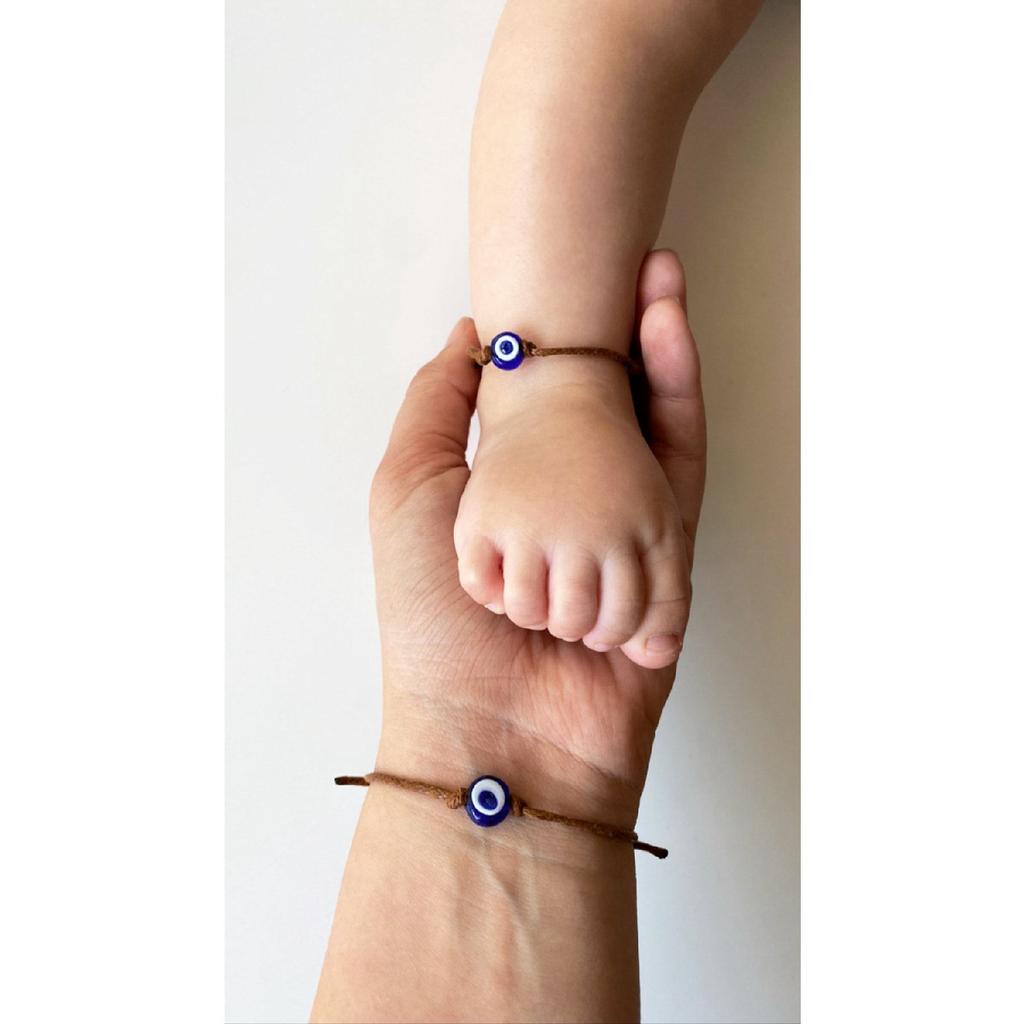 Pulsera de enamorados, 2 piezas, pulsera combinada con cuentas de ojo malvado de cristal