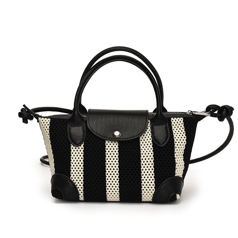 Hand Carry Contrasting Color Striped Bag Spring and Summer New Fashion Shoulder Bag High-end Messenger Dumpling Bag