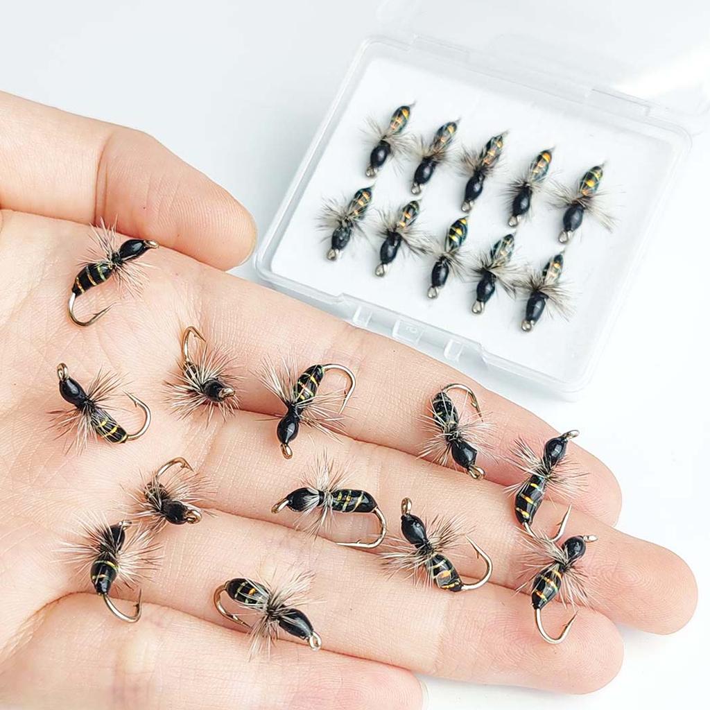 7Pcs Griffith Ant(Black)Fly for Trout Fishing Nymph Artificial Bait Lure-Fly Fishing Flies Bait-With Flies Box