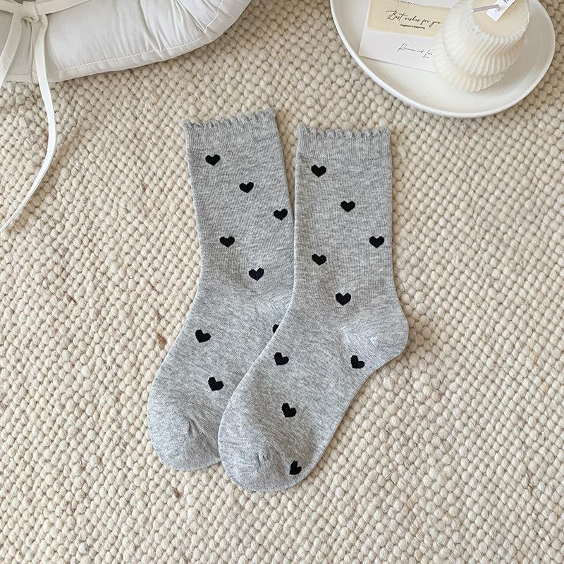Female Autumn New Sweet Love Lace Boneless In The Tube Pile Socks