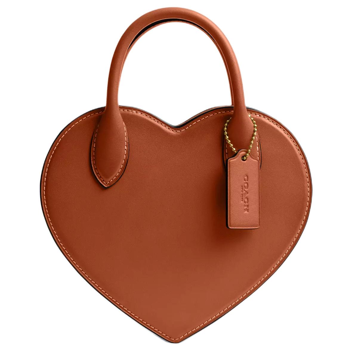 

Coach 20 Brand Logo Zipper Closure Leather Heart Bag Handbag Small Women Handbags Brown CP233-B4BAR Basic Set (Bag+Dust Bag)