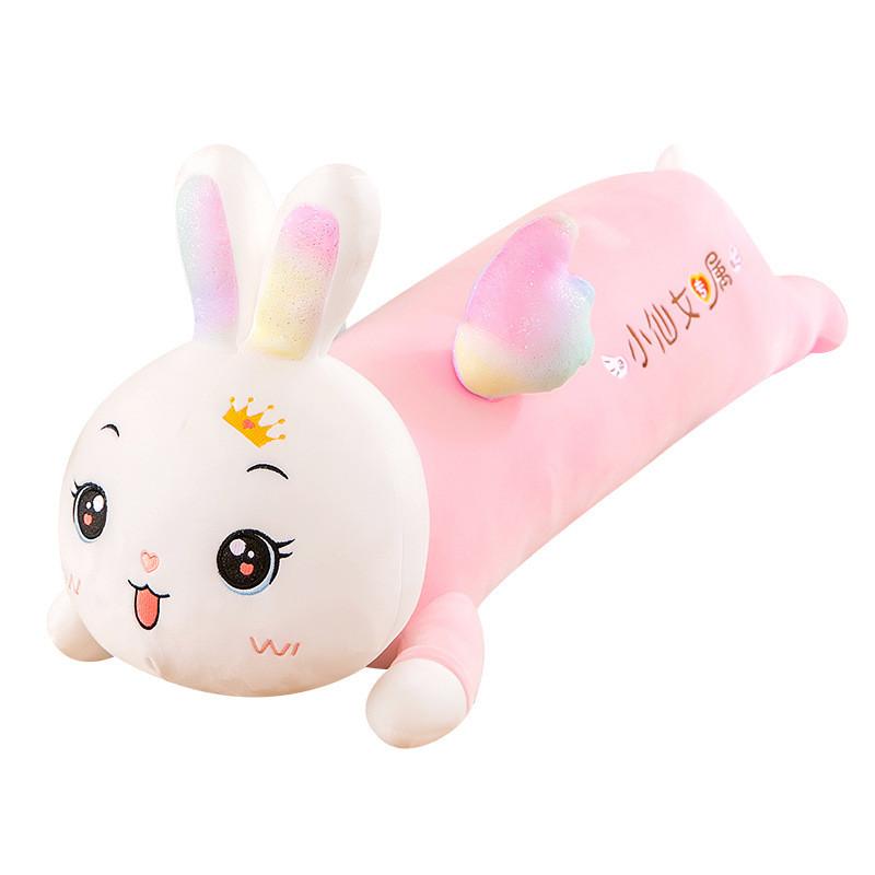 

Cute Cartoon Rabbit With Colorful Wings Long Plush Toy Pillow With Embroidery For Children B,70cm