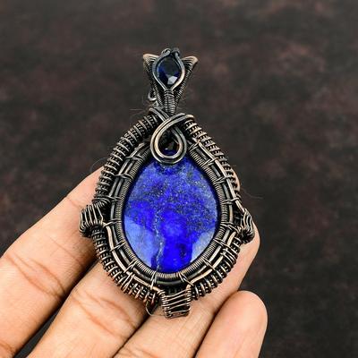 Lapislazuli Anhänger Tansanit Quarz Anhänger Kupferdraht umwickelter Anhänger Handgefertigter Schmuck Edelsteinanhänger Kupferdrahtschmuck Geschenk für Mama