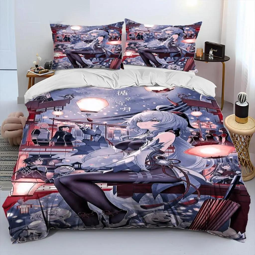 Anime Genshin Impact Game Bedding Set Boys Girls Twin Queen Size Duvet Cover Pillowcase Bed Kids Adult Home Textileextile