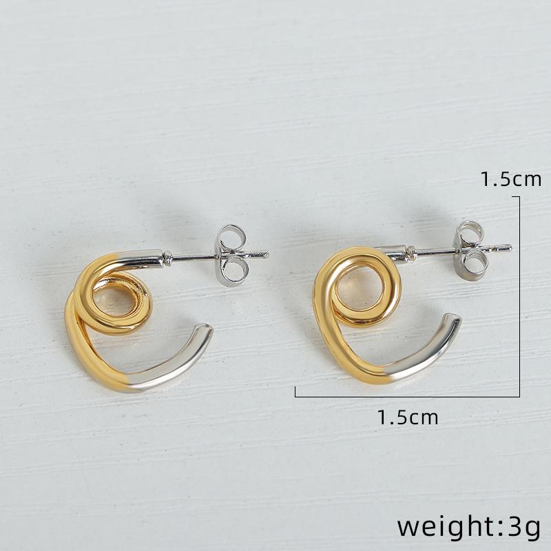 New Stainless Steel Simple Hoop Earrings for Women Copper Color Distort Earrings Personality Femme Popular Accessories