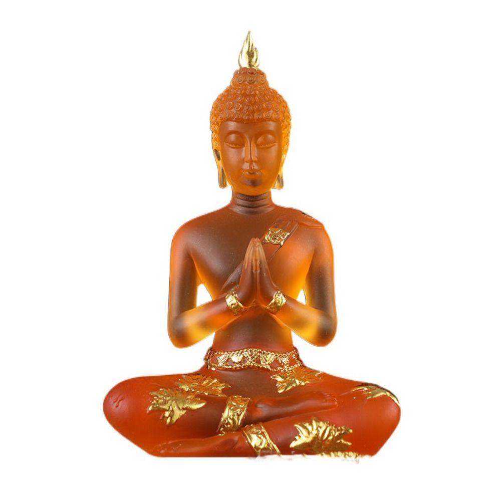 Transparent Sitting Buddha Statue Zen Gesture Thai Buddha Resin Figurine Sculpture Home Office Feng Shui Decoration Ornament