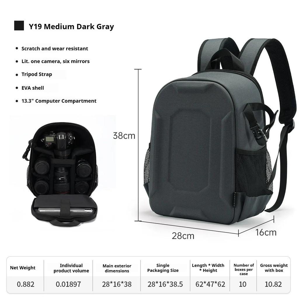 YAKUSS EVA Hard Case Camera Bag Professional Protective Backpack SLR Camera Storage Backpack With Computer Compartment