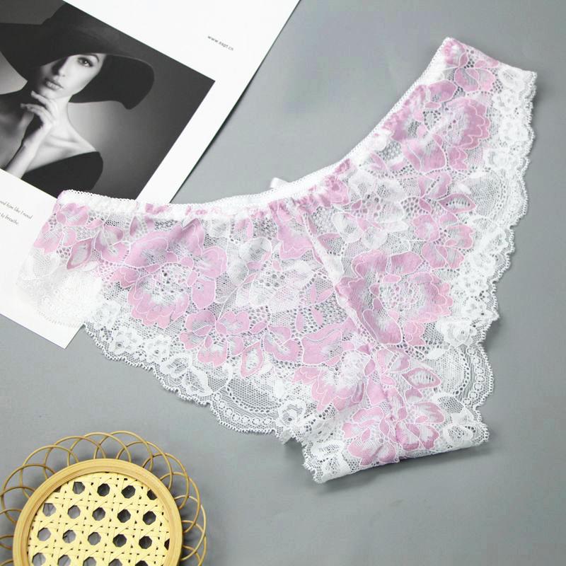 Luxury women's underwear, sexy lace transparent temptation briefs, low waist, hip lift, hollow pants