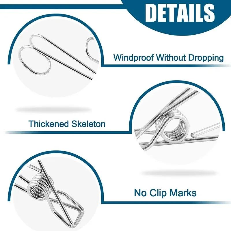 Clothespins Stainless Steel Clips Clothes Pegs Household Washing Hang Laundry Metal Home Storage Tool 6/12Pcs Clothes Pegs