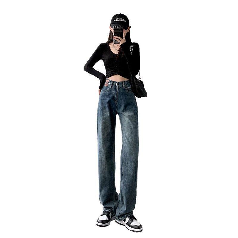 Women's High Waist Velvet Jeans - Slimming, Straight-Leg, Wide-Leg, Retro Petite Fit for Autumn/Winter