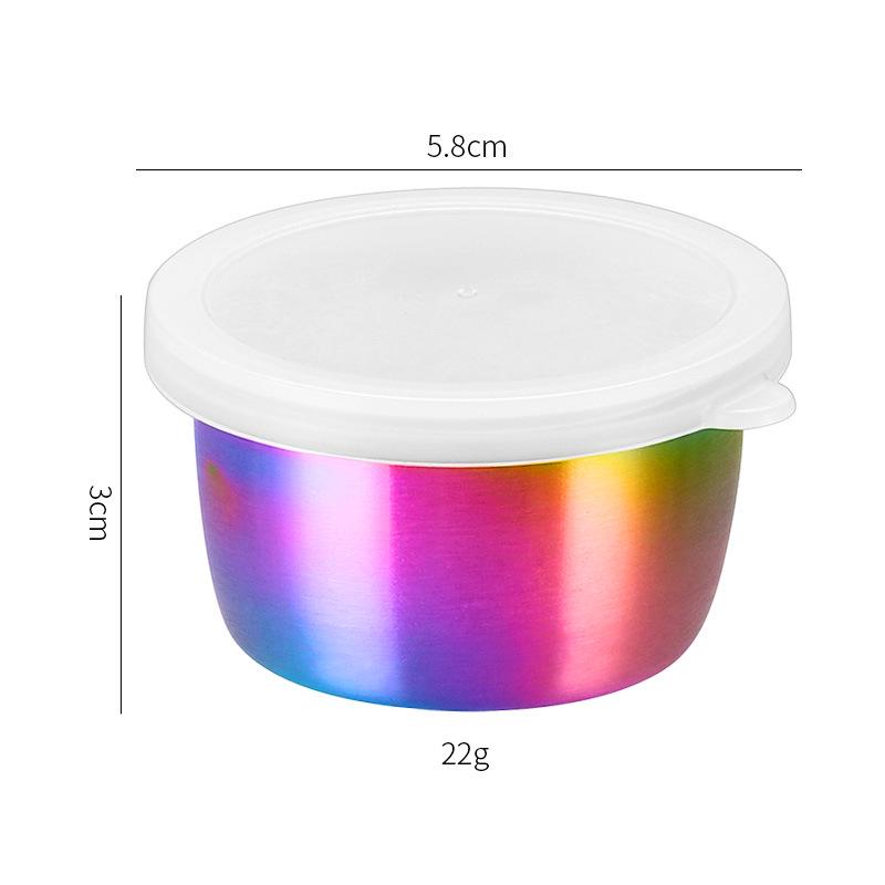 304 Stainless Steel 40ml Condiment Dish with Plastic Lid, Leak-proof Sauce Cup, Simple Ins Style Dipping Dish