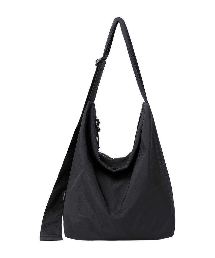 Tooamo Wide Strap Big Crossbody Bag Black [Unisex]