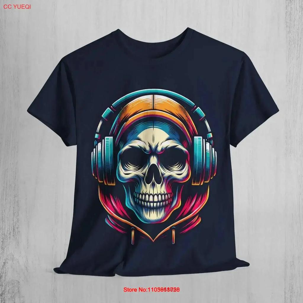 Neon Skull T Shirt Music Lover Bright Colors Top Alternative Clothing vintage Soft Casual Breathable graphic homme