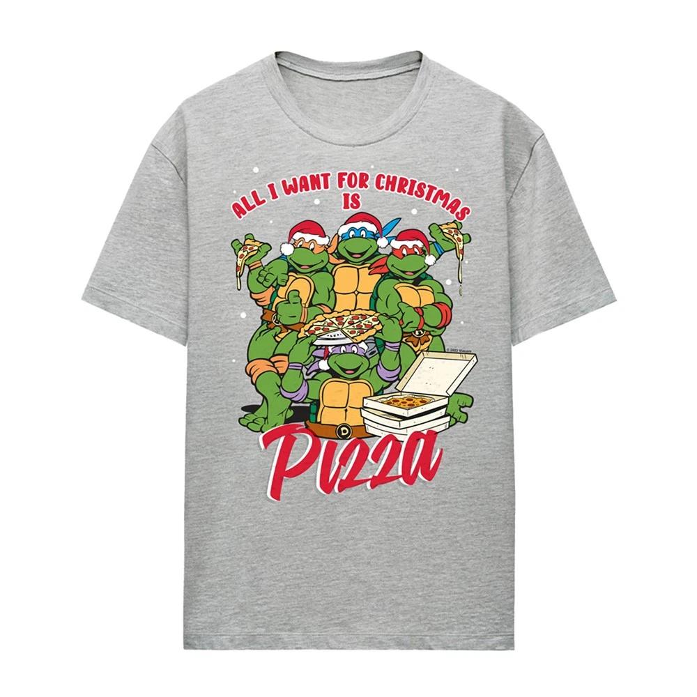 TMNT Christmas Pizza Womens 100% Cotton T-shirt Mens Tees Top S-2XL, Athletic Heather 4XL