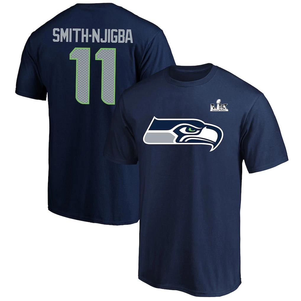 Seattle Seahawk Jaxon Smith Njig.ba College Navy Super 1Bowl LX T-Shirt S-5XL L