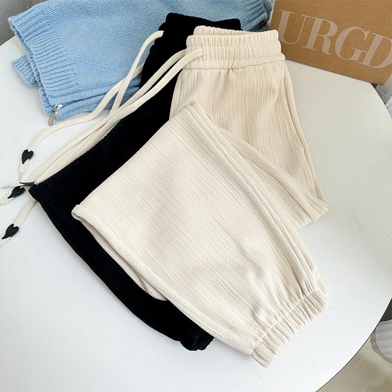 Uncle Radish Tie-up Sweatpants Women's Autumn and Winter New Small High Waist Skinny Casual Wide Leg Straight Pants