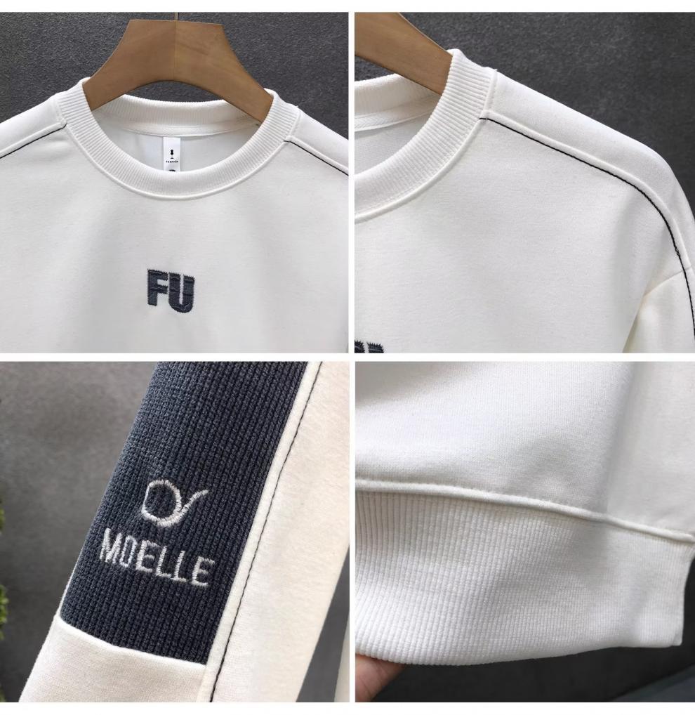 Pánské těžké mikiny s kulatým výstřihem, Trendy jarní/podzimní topy s dlouhým rukávem