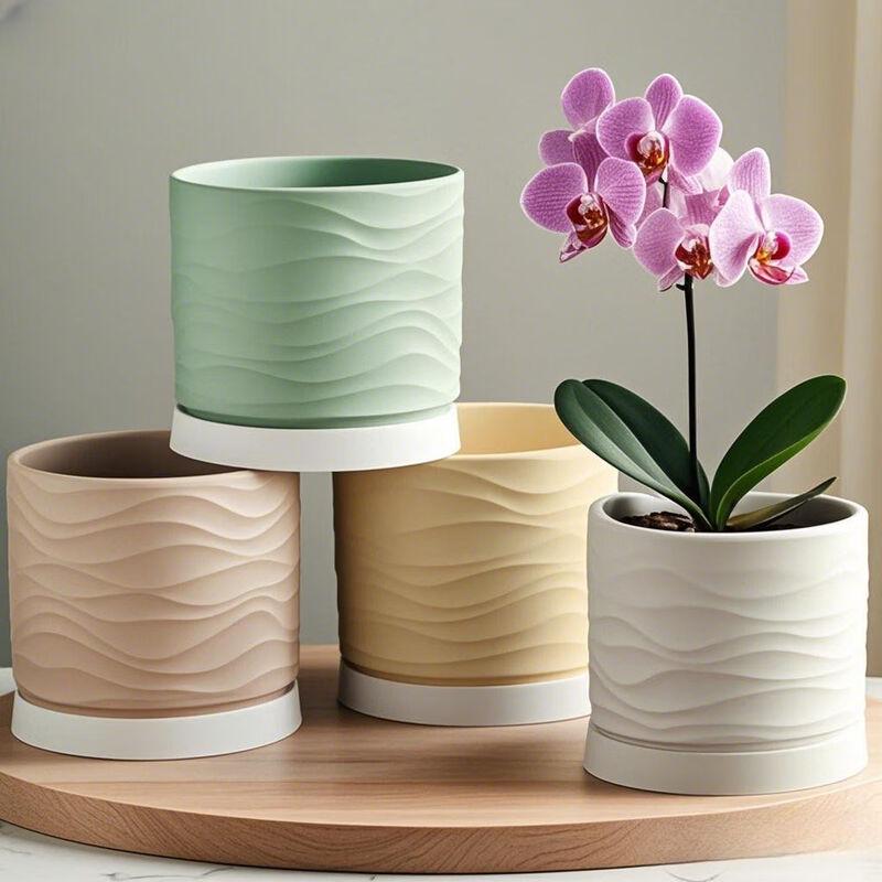 Ceramic Flower Pot with Tray Set