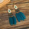 Retro Ethnic Style Beaded Earring Tassel Hanging Drop Earrings Boho Long Tassel Earring  Women