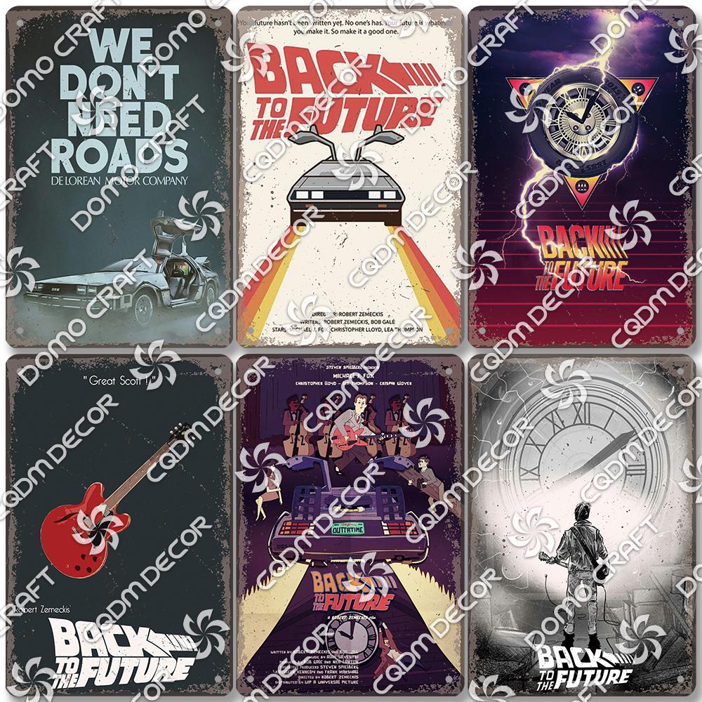Classic Science Fiction Film Metal Tin Sign, Back to the Future Movie Poster Metal Plates, Cinema Club Cafe Bar Home Wall Decor