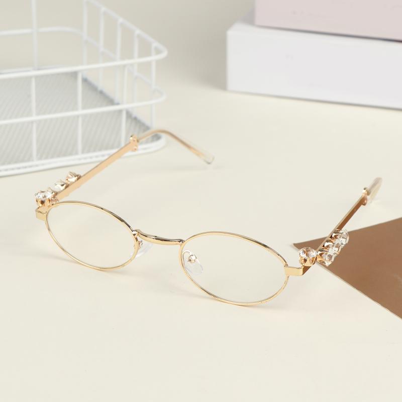 

Small Oval Glasses Frame For Women Men Metal Blue Light Blocking Glasses Retro Trendy Reading Y2K Eyeglasses