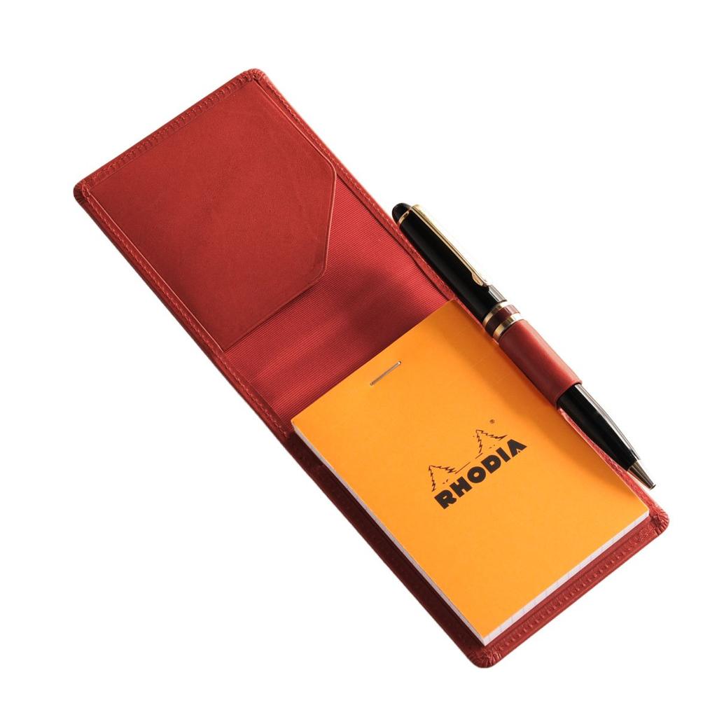 Jamale Genuine Leather Rhodia Cover Memo Pad No. 11 A7 Tochigi Leather Vertical Format Made in Japan: Red