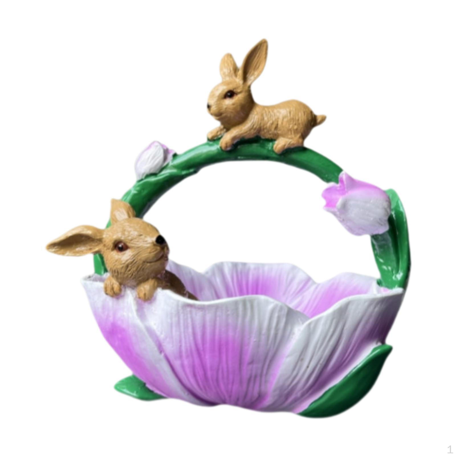 Фигурка кролика, корзина, смоляная скульптура, конфетница, фигурки кроликов для домашнего декора хаки