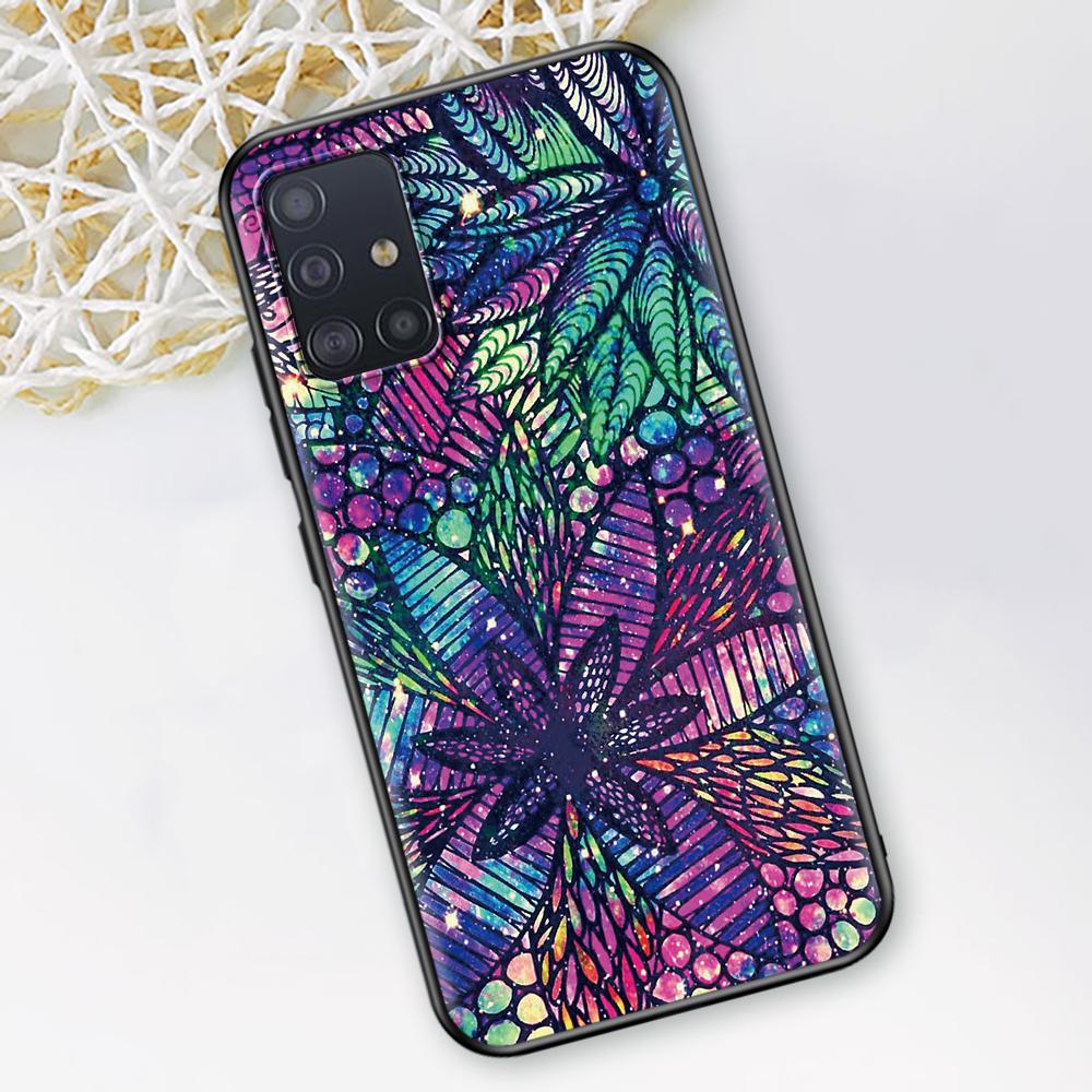 Mandala Sunflower Mandala Fall für Samsung Galaxy A51 A12 A21s A71 A52 A31 A32 A02s A72 A11 A41 A22 A01 Schwarz weiche Telefon Abdeckung