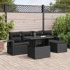 Vidaxl 6-Cz. Gartenmöbel-Set mit Kissen, Schwarzer Polyrattan