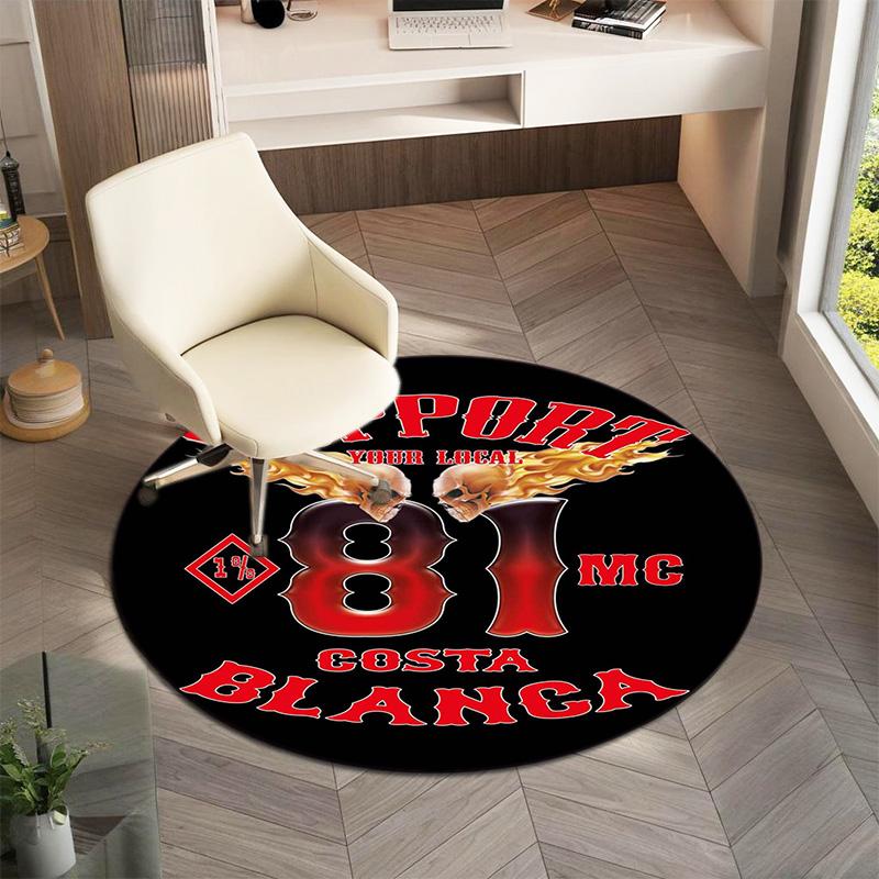 Gang Violence Motorcycle Enthusiasts Hells Angels Motorcycle Club Circular Carpet Is Soft, Home, Bedroom, Door Mat Decoration, and Non Slip Carpet E3
