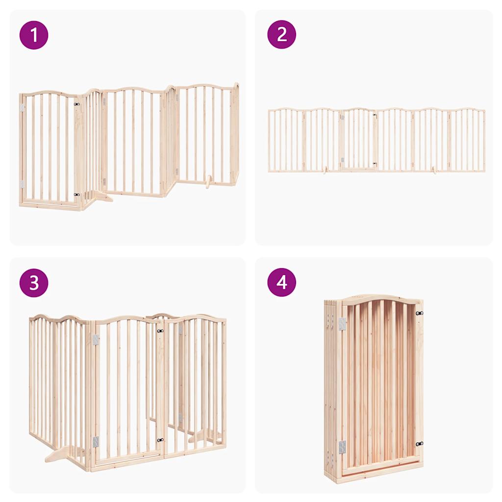 Foldable Dog Gate with Door 6 Panels 300 cm Poplar Wood
