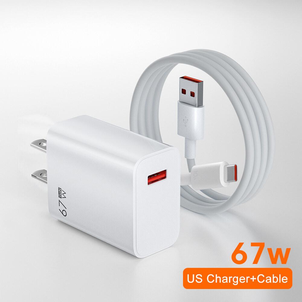 67w USB Super Fast Charger Power Adapter 6A Type-C Cable Quick Charge EU US UK Plug For Xiaomi Samsung  Fcp Oppo Vooc