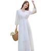 French White Dress Spring Dress Women's New Waist and Thin Temperament Gentle Wind Seaside Vacation Skirt