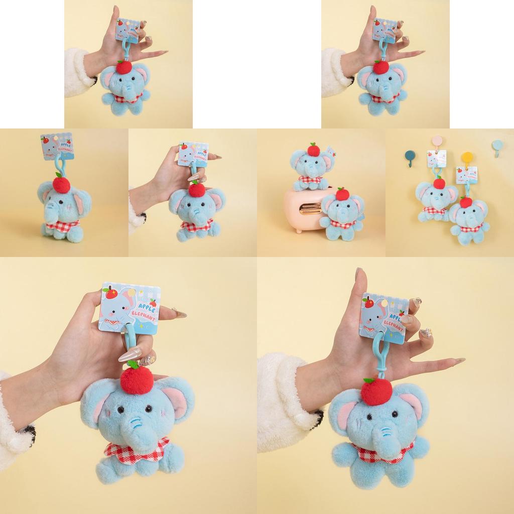 Apple Elephant Plush Keychain With Pp Cotton Filling For Backpack Decor Gift Special Characters Included