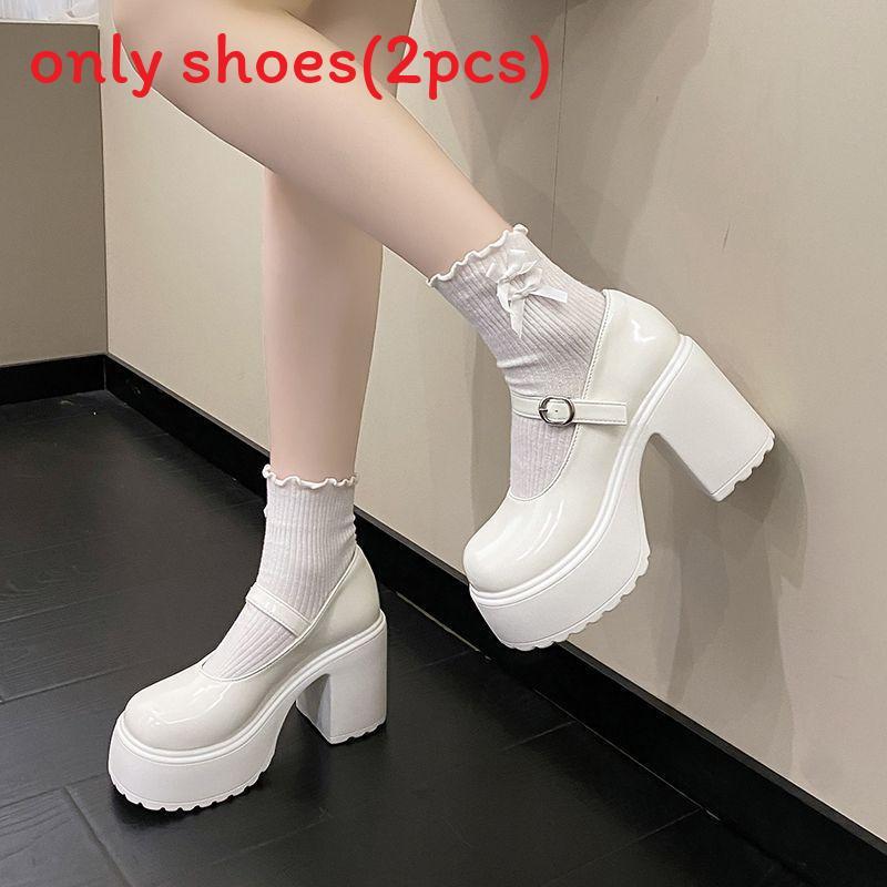 Mary Jane Shoes For Women With High Heel Pu Material Casual Spring Footwear