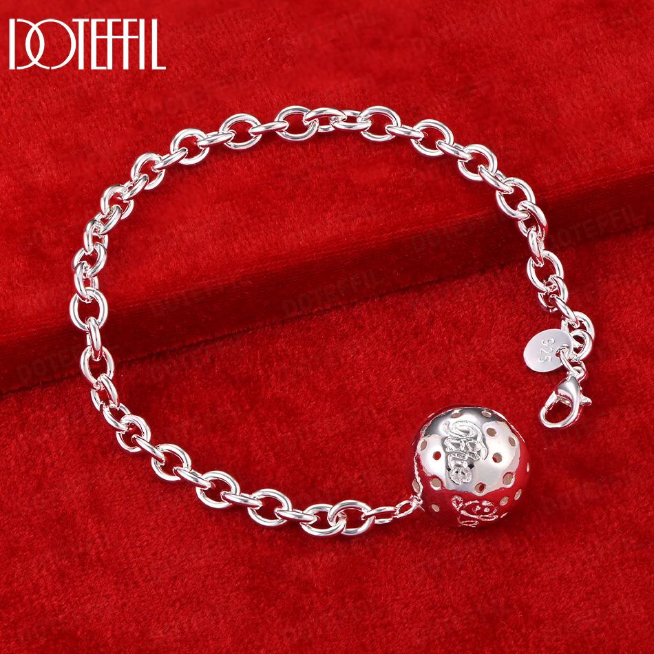 925 Sterling Silver Bead Pendant Bracelet Wedding Jewelry