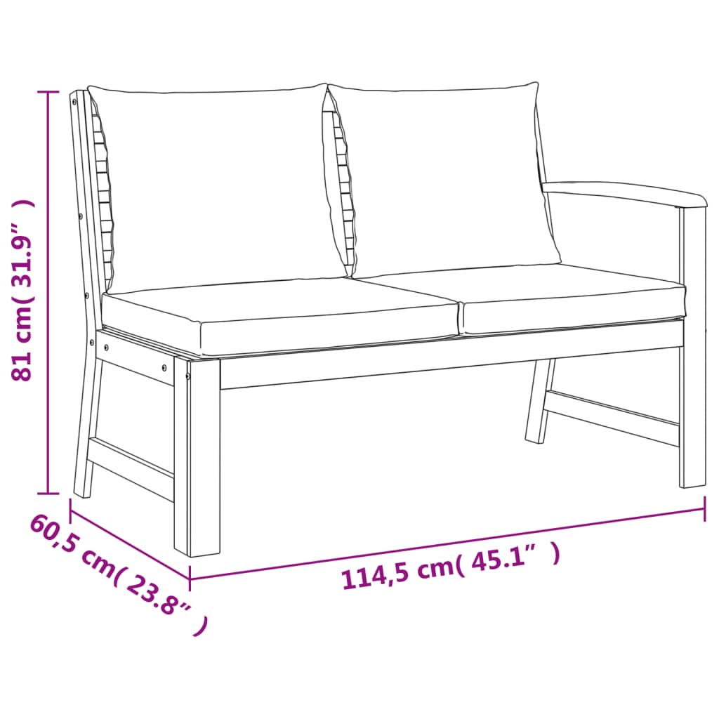 5 Piece Garden Dining Set with Cushions Solid Acacia Wood