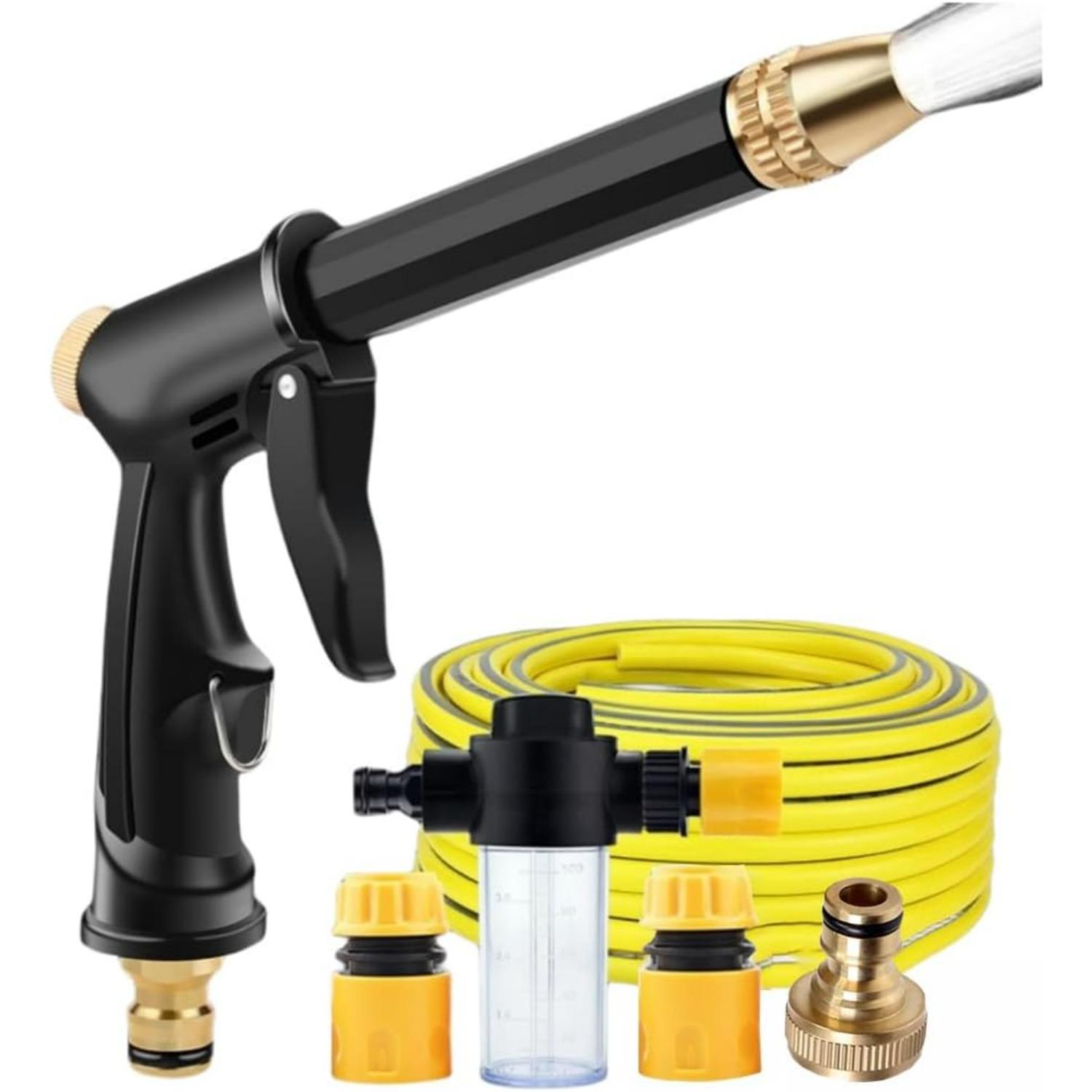 

Garden Hose, Car Wash Hose Kit with Extended Reach Pole Gun, 3 Quick-Connect Fittings & Outdoor Cleaning, Lawn Care, and Vehicle Washing B5