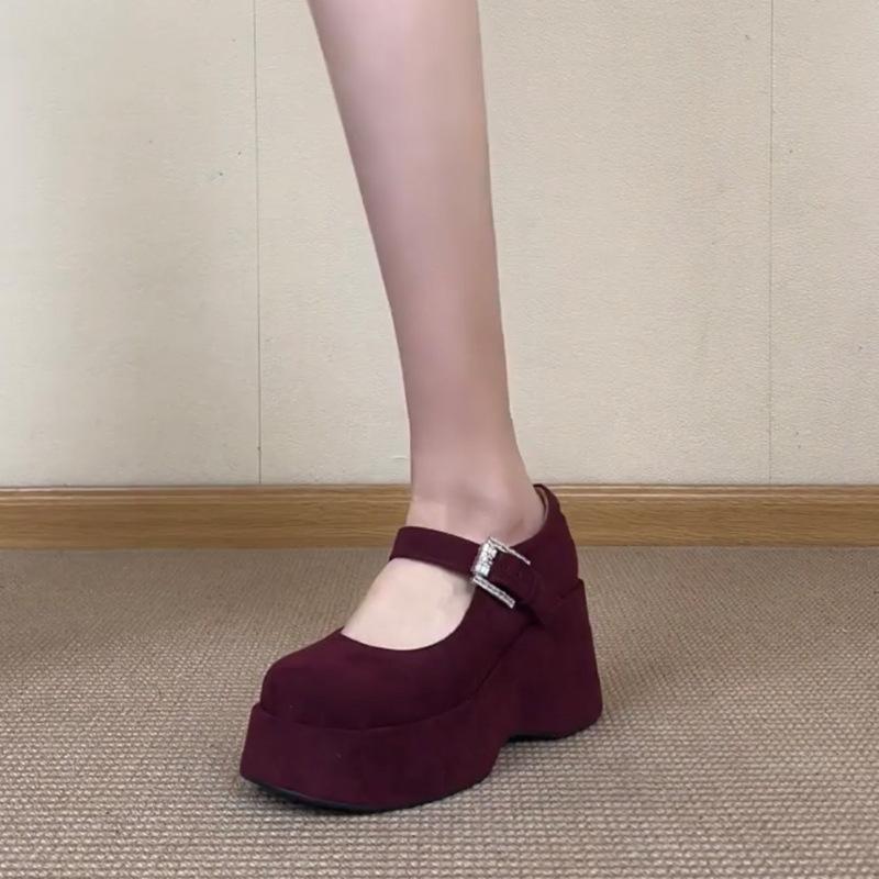 French Retro Small Man Thick-soled High with Skirt Maggie Jane Women's Shoes Simple Jane High Heels Mary Jane Single Shoes