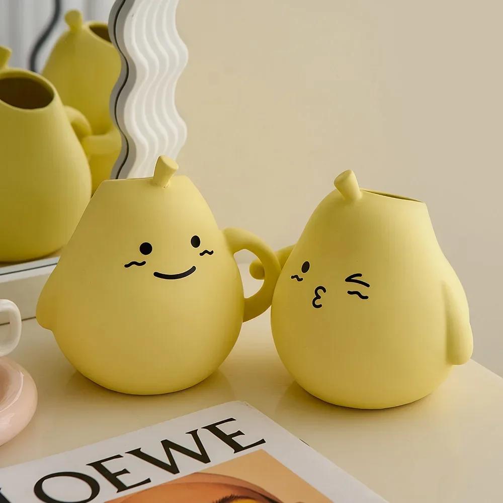 Simple Home Decoration Crafts Resin Pear Shape Flower Vase Interior Table Ornaments Decor Flowerpot Office Desk Accessories