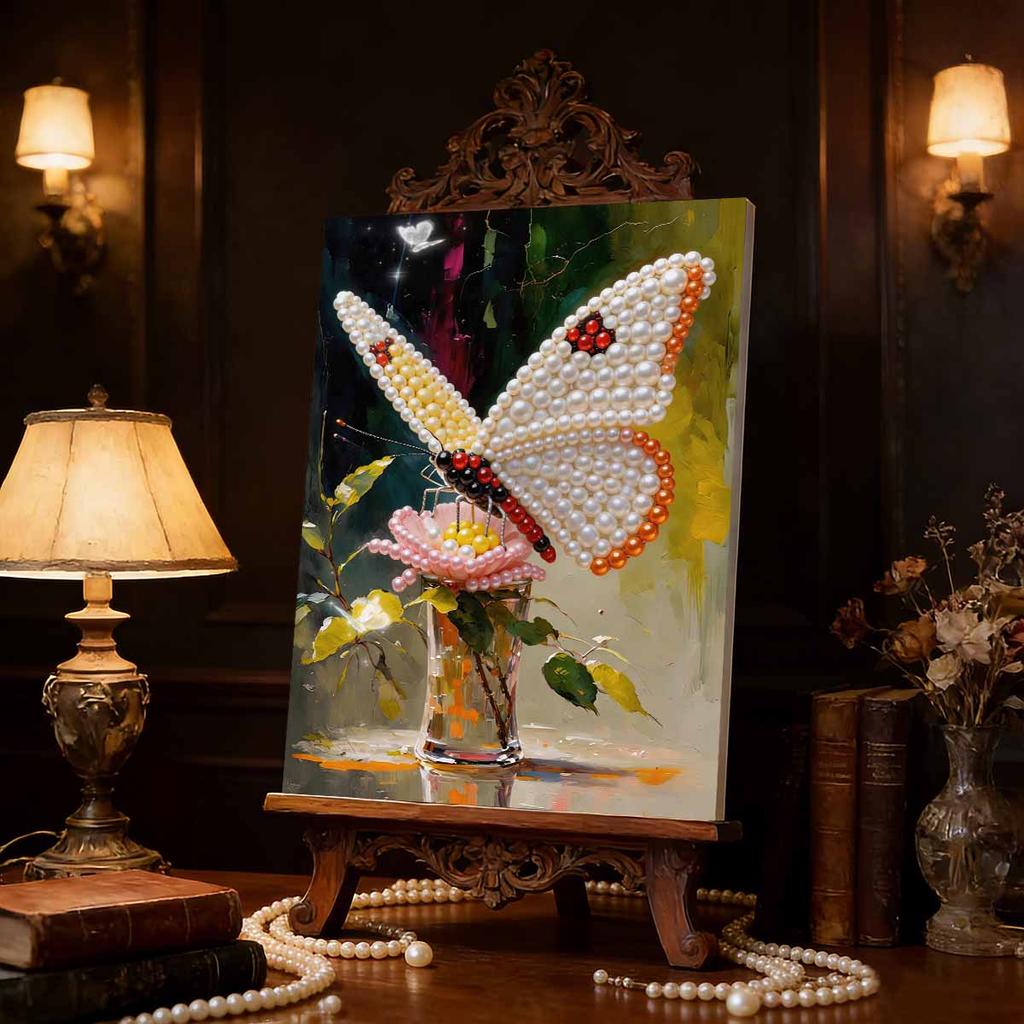 Pearl DIY The Fluttering Butterfly Art Kits 15.7x19.6inch Gem Art Pearl Painting Kits Without Frame for Adults Gift Idea Home Wall Decor