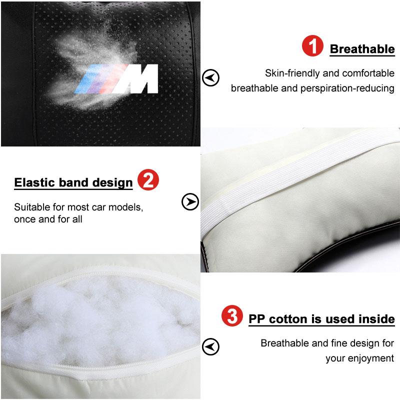 Tetieră Scaun Auto Logo Auto Pernă de Gât Accesorii Auto Pentru BMW M E34 E36 E60 E90 E46 E39 E70 F10 F20 F30 X5 X6 X1 M3 M5 M6 E71 F01 F02 F87