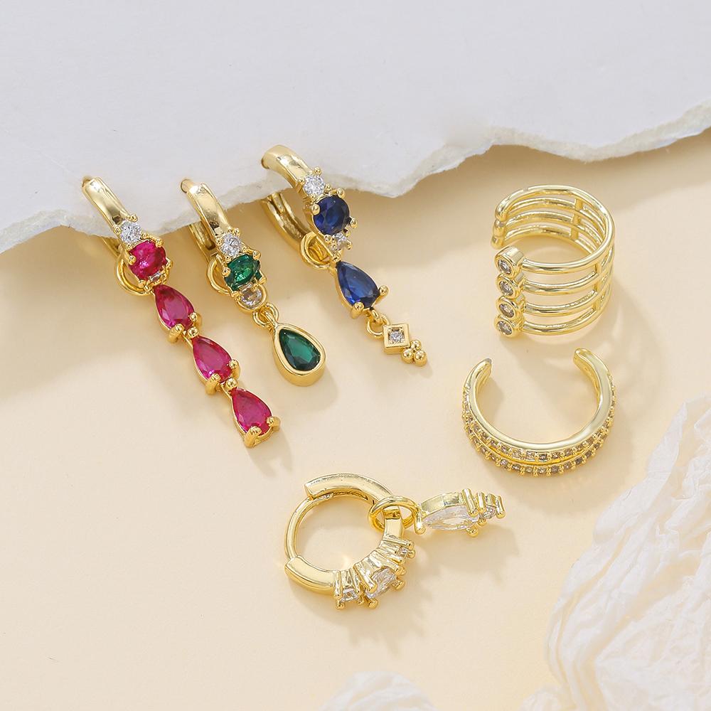 Korean Stainless Steel Multicolor Crystal Water Drop Dangle Earrings for Women Unique Y2k Ear Piercing Earring Fashion Jewelry