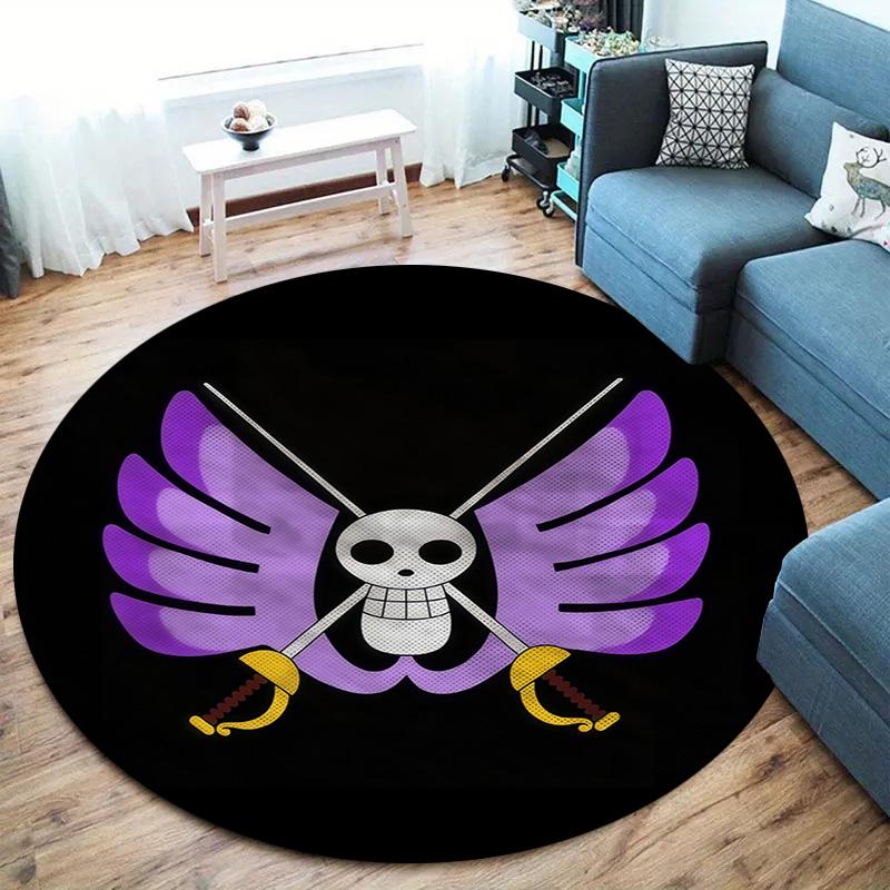 One Piece Logo Round Area Rug Carpet Rug For Living Room Bedroom Sofa Playroom Decor Nonslip Floor Mat